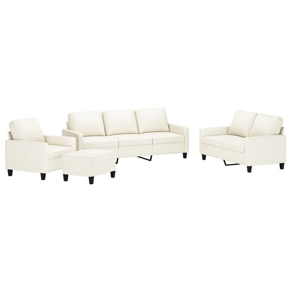 vidaXL Ensemble de canap&eacute;s 4 pcs avec coussins Cr&egrave;me Similicuir