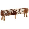 vidaXL Banc marron et blanc 160x28x50 cm cuir de ch&egrave;vre v&eacute;ritable