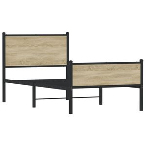 vidaXL Cadre de lit en m&eacute;tal sans matelas ch&ecirc;ne sonoma 75x190 cm