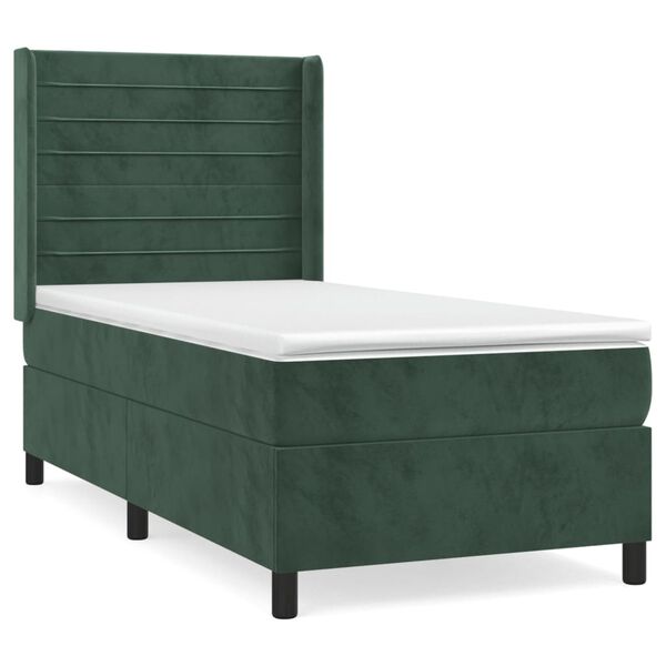 vidaXL Sommier &agrave; lattes de lit avec matelas Vert fonc&eacute; 100x200 cm