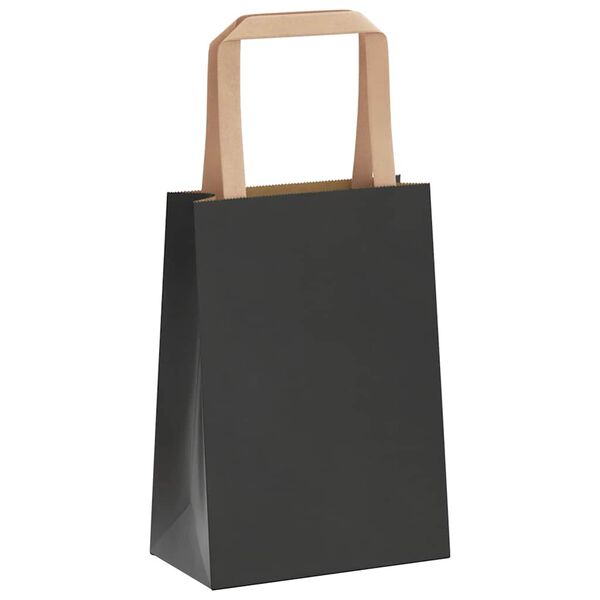 vidaXL Sacs en papier 250 pcs avec poign&eacute;es noir 15x8x21 cm