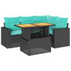 vidaXL Salon de jardin 5 pcs avec coussins noir r&eacute;sine tress&eacute;e