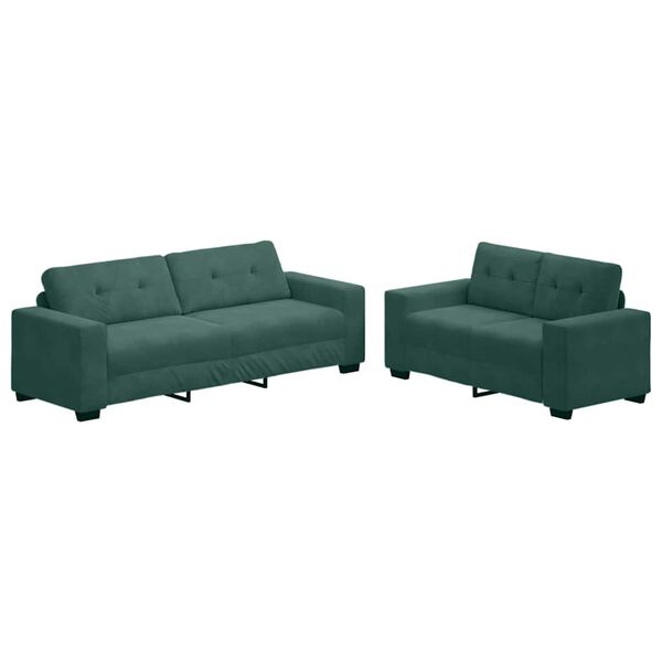 vidaXL | Ensemble de Canap&eacute;s | 2 pcs Vert fonc&eacute; 221 x 78 x 80 cm Velours