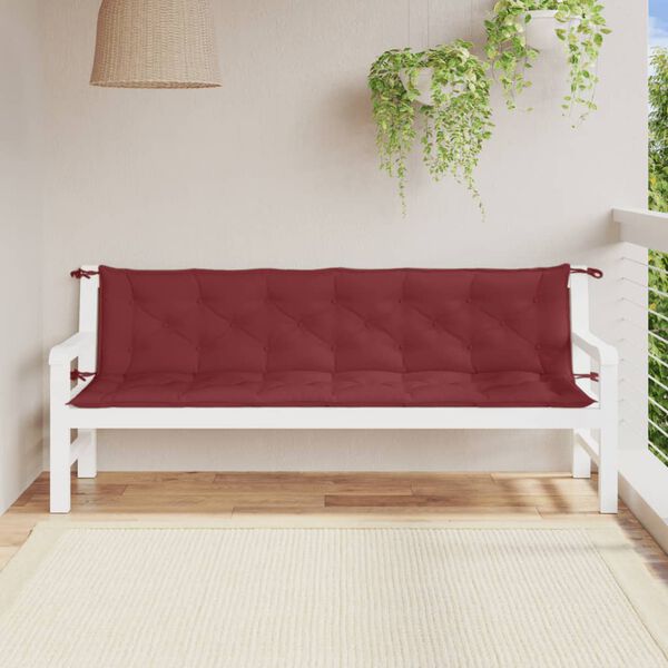 vidaXL Coussins de banc de jardin lot de 2 rouge bordeaux m&eacute;lang&eacute;