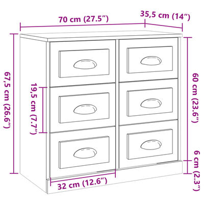 vidaXL Buffet chêne fumé 70x35,5x67,5 cm bois d'ingénierie