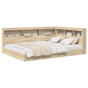 vidaXL Lit Biblioth&egrave;que Ch&ecirc;ne sonoma 140 x 200 cm Bois d'ing&eacute;nierie