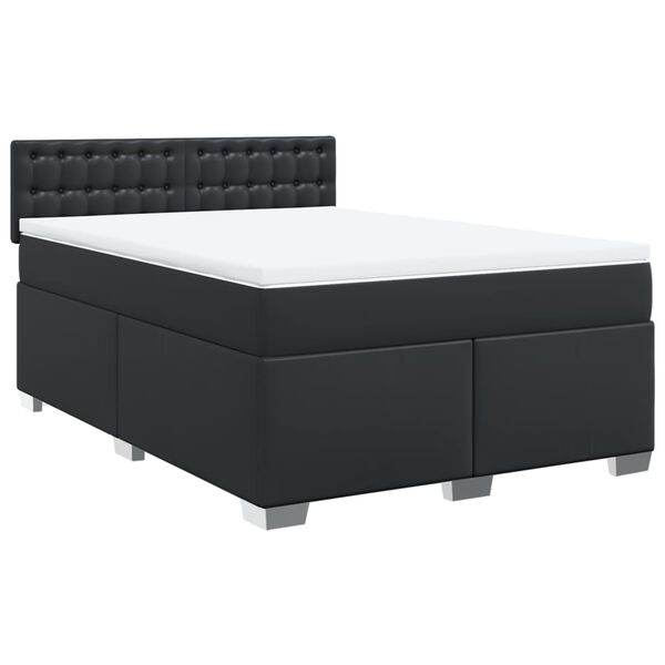 vidaXL Sommier à lattes de lit avec matelas Noir 140x190 cm Similicuir