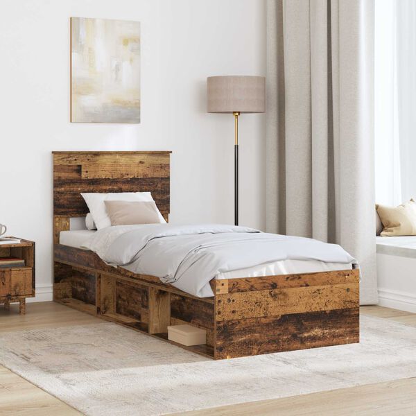 vidaXL Cadre de lit Bois ancien 75 x 190 cm Pin massif