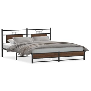 vidaXL Cadre de lit en m&eacute;tal sans matelas ch&ecirc;ne marron 183x213 cm
