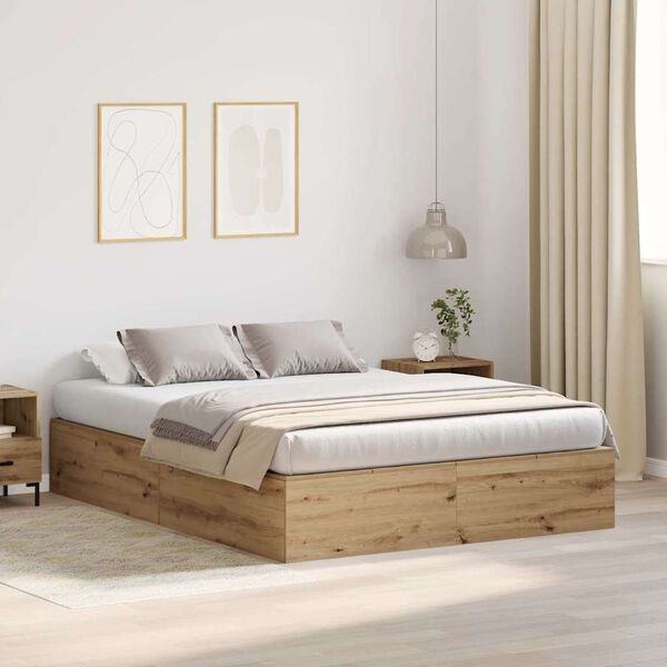 vidaXL Cadre de lit avec rangement Ch&ecirc;ne artisanal 150 x 200 cm