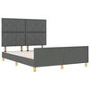 vidaXL Cadre de lit avec t&ecirc;te de lit Gris fonc&eacute; 160 x 200 cm tissu
