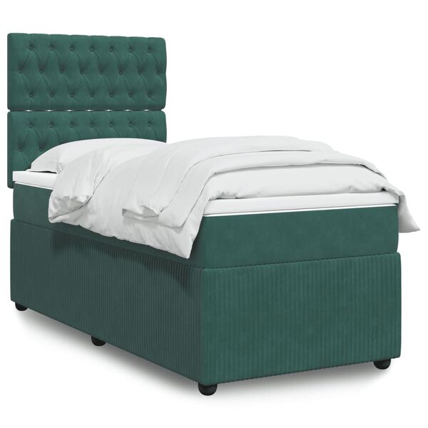 vidaXL Sommier &agrave; lattes de lit et matelas Vert fonc&eacute; 80x200 cm Velours