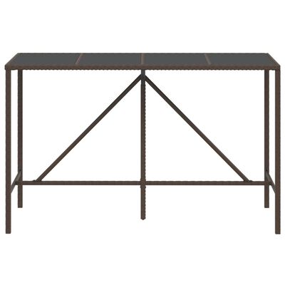 vidaXL Table de bar et dessus en verre marron 180x70x110 cm poly rotin