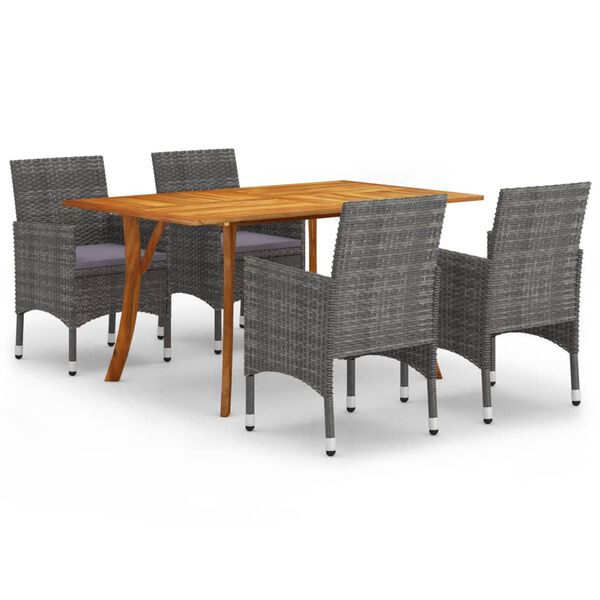 vidaXL Ensemble &agrave; manger de jardin 5 pcs Gris