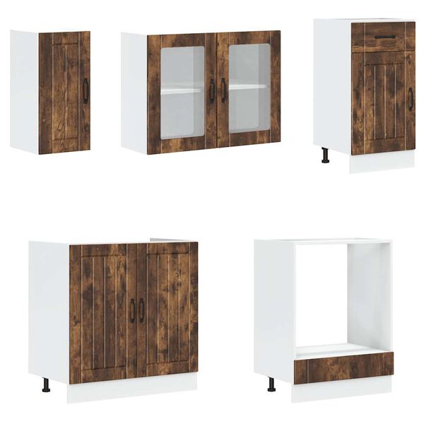 vidaXL Ensemble de 8 meubles de cuisine "Lucca" en ch&ecirc;ne fum&eacute;