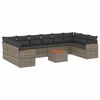 vidaXL Salon de jardin 11 pcs avec coussins gris r&eacute;sine tress&eacute;e