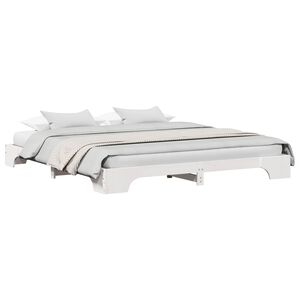 vidaXL Cadre de lit Blanc 200 x 200 cm Pin massif