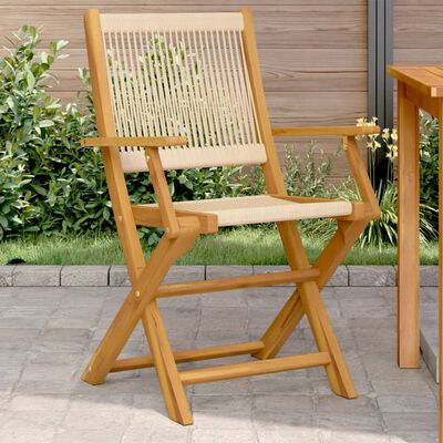 vidaXL Chaises de jardin lot de 2 beige bois d'acacia et polypropylène