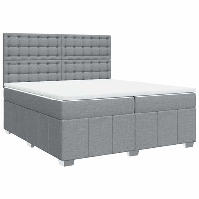 vidaXL Sommier à lattes de lit avec matelas Gris clair 200x200cm Tissu