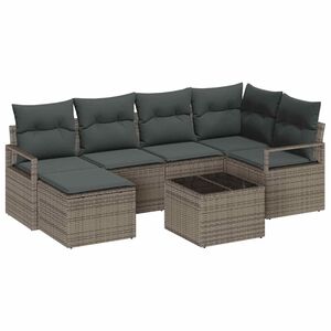 vidaXL Ensemble de Canap&eacute;s 7 pc Gris clair polyrotin