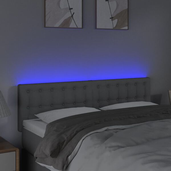 vidaXL T&ecirc;te de lit &agrave; LED Gris clair 144x5x78/88 cm Tissu