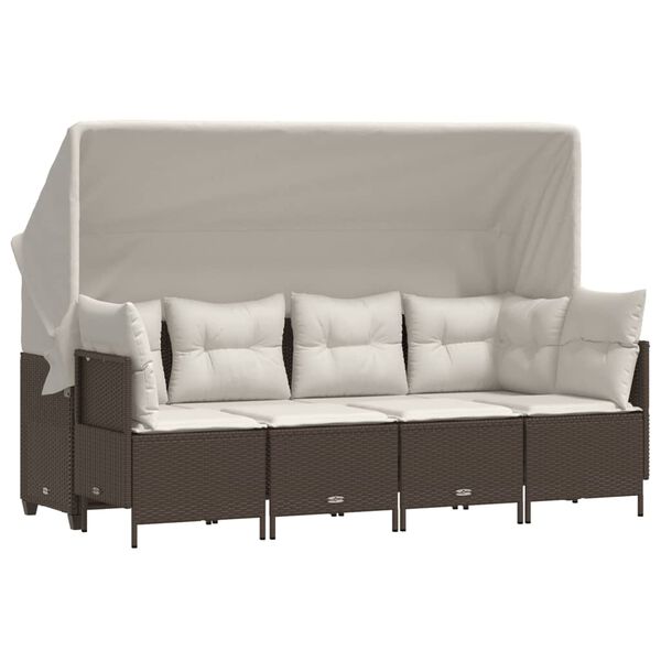 vidaXL Salon de jardin avec coussins 5 pcs marron r&eacute;sine tress&eacute;e