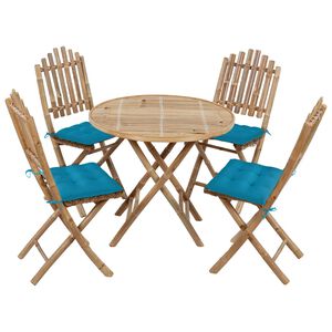 vidaXL Ensemble &agrave; manger d'ext&eacute;rieur pliable 5pcs avec coussins Bambou