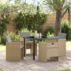 vidaXL Ensemble de salle &agrave; manger pour jardin 5 pcs Beige polyrotin