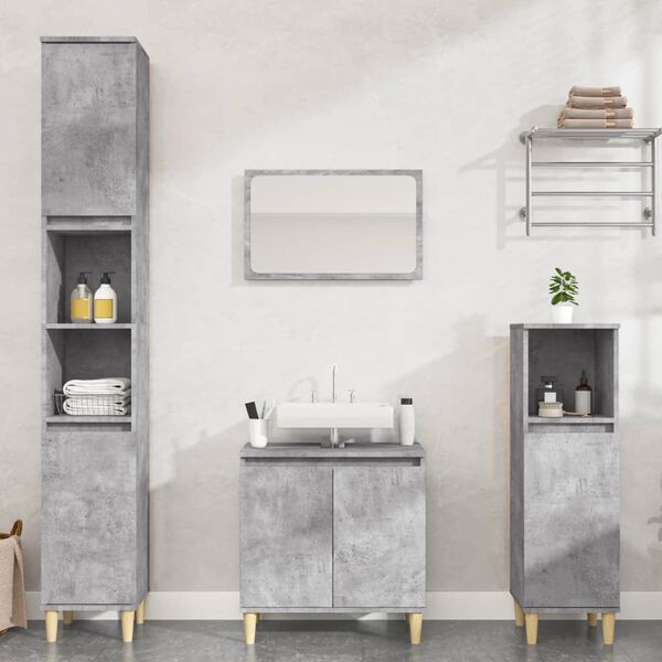 vidaXL Ensemble de meubles de salle de bain 3 pcs gris b&eacute;ton