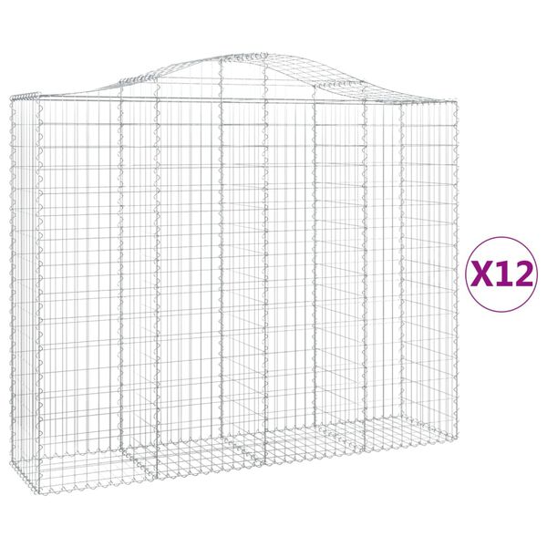 vidaXL Paniers &agrave; gabions arqu&eacute;s 12 pcs 200x50x160/180 cm Fer galvanis&eacute;