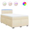 vidaXL Sommier &agrave; lattes de lit avec matelas cr&egrave;me 120x190 cm tissu