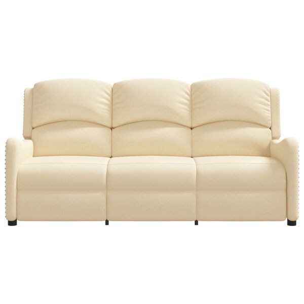 vidaXL Fauteuil de massage inclinable &agrave; 3 places cr&egrave;me tissu