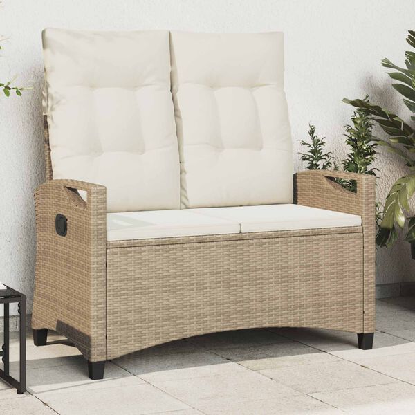 vidaXL Banc de jardin avec oreiller Beige et cr&egrave;me 105 x 60 x 112 cm