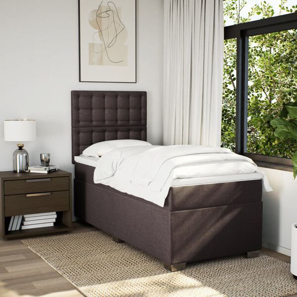 vidaXL Sommier &agrave; lattes de lit avec matelas Marron fonc&eacute; 90x200 cm