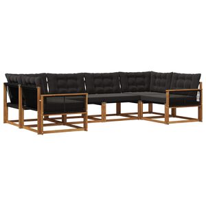vidaXL Ensemble de canap&eacute;s d'ext&eacute;rieur 6 pcs Naturel et noir