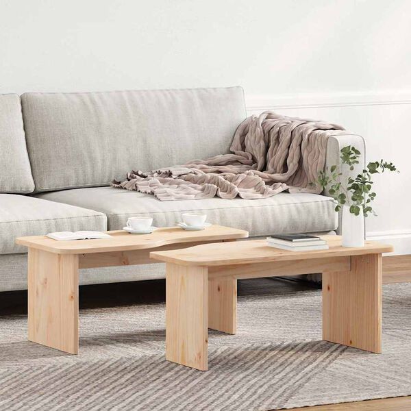 vidaXL Table basse 2 pcs Naturel Bois massif en pin