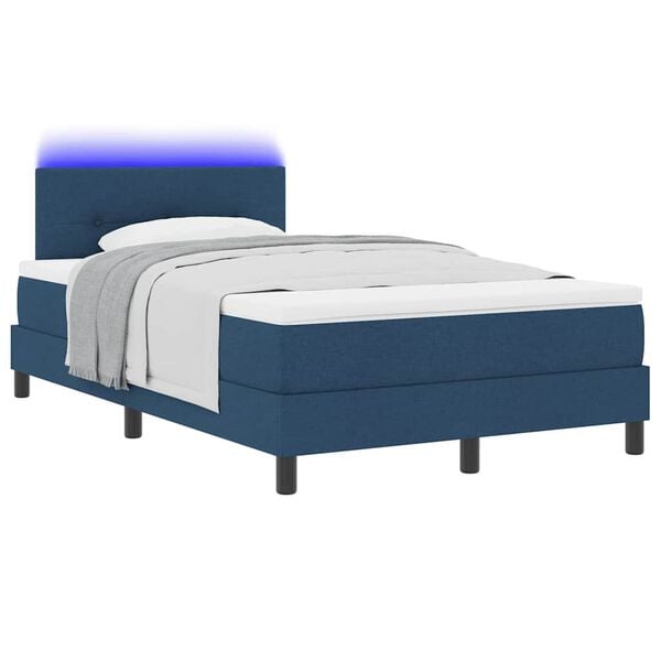 vidaXL Lit &agrave; ressorts avec matelas Bleu 120 x 200 cm tissu
