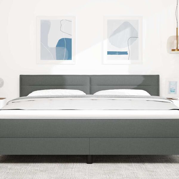 vidaXL T&ecirc;te de lit avec t&ecirc;te de lit Gris fonc&eacute; 180 cm Cuir synth&eacute;tique