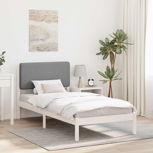 vidaXL Cadre de lit avec t&ecirc;te de lit rembourr&eacute;e Gris clair 90 x 190 cm