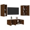 vidaXL Unit&eacute;s murales TV avec LED 4 pcs ch&ecirc;ne marron bois d'ing&eacute;nierie