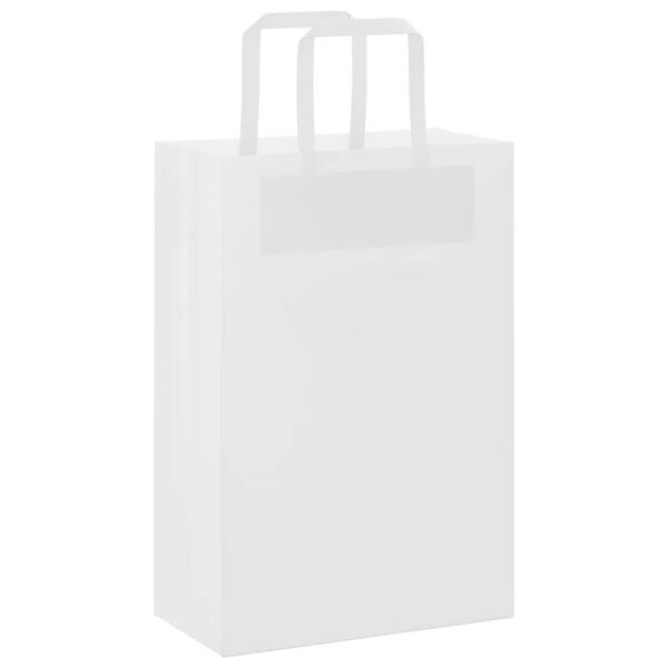 vidaXL Sacs en papier 50 pcs avec poign&eacute;es blanc 21x11x31 cm