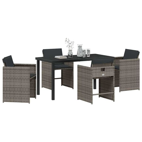 vidaXL Ensemble de salle &agrave; manger pour jardin 5 pcs Gris polyrotin