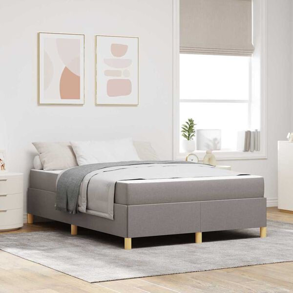 vidaXL Cadre de lit avec matelas Taupe 140 x 200 cm tissu