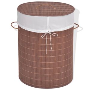vidaXL Panier &agrave; linge ovale Bambou Marron