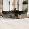 vidaXL Salon de jardin 11 pcs avec coussins gris r&eacute;sine tress&eacute;e