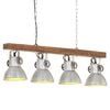 vidaXL Plafonnier industriel Argent&eacute; E27 Bois de manguier