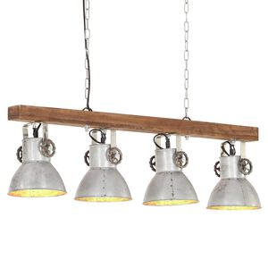 vidaXL Plafonnier industriel Argent&eacute; E27 Bois de manguier