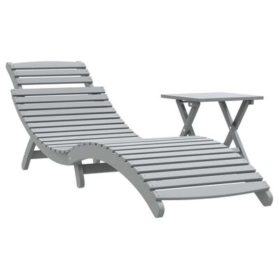 vidaXL Chaise longue avec table gris bois massif d'acacia