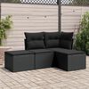 vidaXL Salon de jardin 4 pcs avec coussins noir r&eacute;sine tress&eacute;e