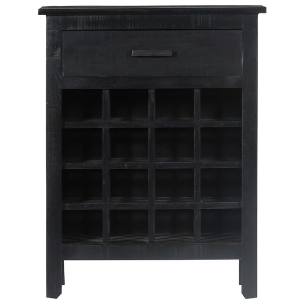 vidaXL Casier à bouteilles Noir 56x35x75 cm Bois de manguier massif